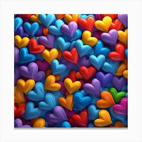 Colorful Hearts Canvas Print
