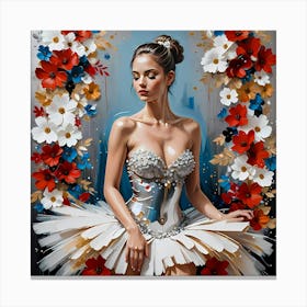 Floral Elegance: A Dancing Ballerina Canvas Print