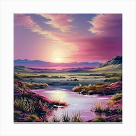 Pink Sunset Over Tranquil Waters Canvas Print