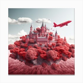 Huge Red Castle On Huge Island Red Plane Flying O Efccd236 88a6 4244 999f Eced489a43af Canvas Print