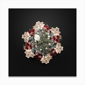 Vintage Silver Flowered Hispid Rose Flower Wreath on Wrought Iron Black n.0738 Canvas Print