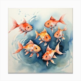 Goldfish Watercolor Painting Canvas Print