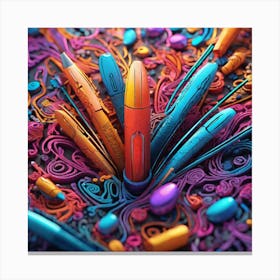 Colorful Pens Canvas Print