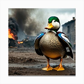 Duck In Flames Canvas Print