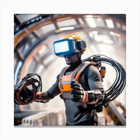 Vr Operator In A Factory Canvas Print