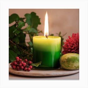 Candle And Berries Canvas Print