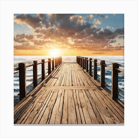 Sunset On The Pier facing the ocean Canvas Print
