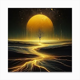 Tree In The moon Canvas Print