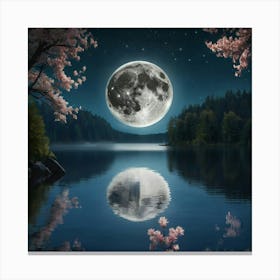 Full Moon Reflected In Water Canvas Print