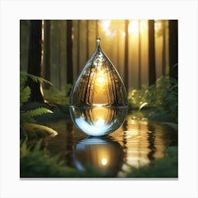 Water Drop In The Forest Canvas Print