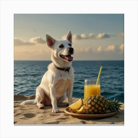 Dog On The Beach Canvas Print