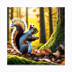 Squirrel In Autumn Forest 5 Canvas Print