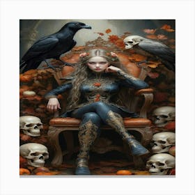 Crows And Skulls Canvas Print