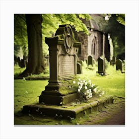 Remembrance Vintage Tomb Landmark Beautiful Plant Headstone Culture Old Architecture Rest Canvas Print