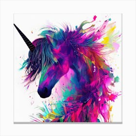 Colorful Splatters Unicorn Canvas Print
