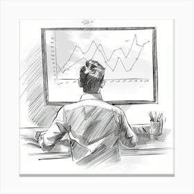 Businessman Looking At A Graph Canvas Print