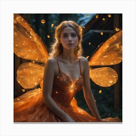 Orange firefly fairy Canvas Print