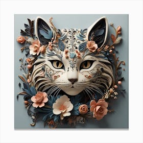 Floral Cat Canvas Print