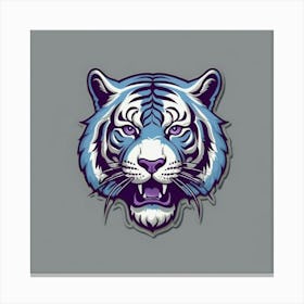 Detroit tigers logo on gray background shaded in baby blue and outlined in light purple 2 Canvas Print