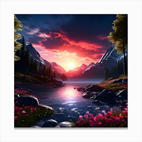 Sunset In The Mountains 3 Canvas Print