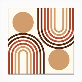 Mid Century Modern Geometric in retro gold brown terracotta (Rainbow and Sun Abstract Design) 7 Canvas Print