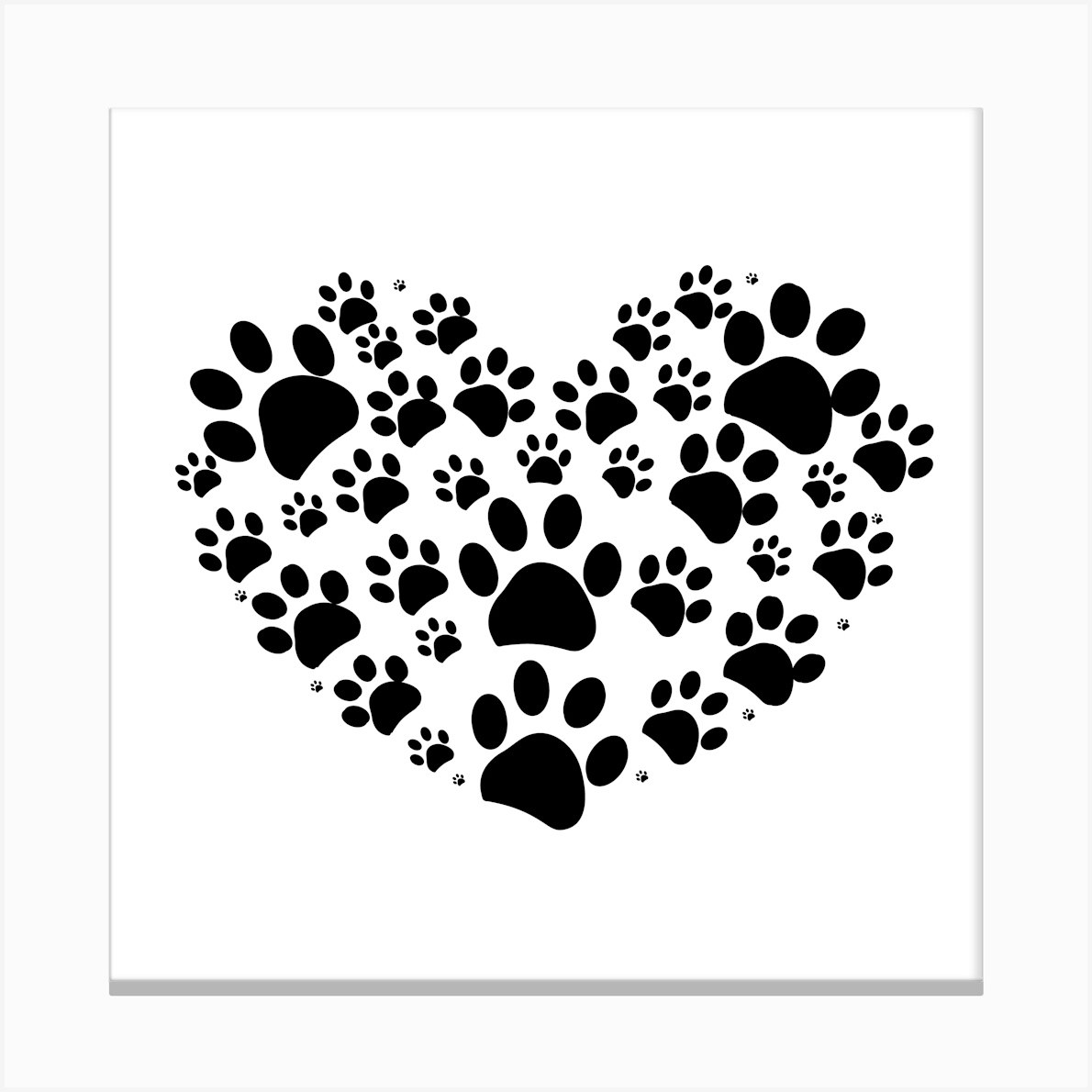 Dog Paw Print Made Of Heart Vector Illustration Background Canvas Print by Gulsen Gunel