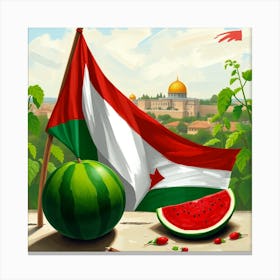 Watermelon And Flag Canvas Print