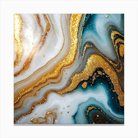 Abstract Gold And Blue Marble Canvas Print