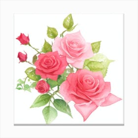 Watercolor Roses Canvas Print