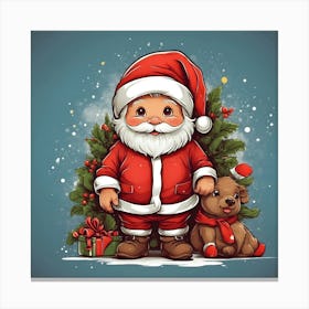 Santa Claus With Teddy Bear Canvas Print