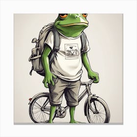 Frog With Bike Canvas Print