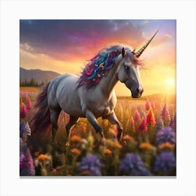 Unicorn In A Field Canvas Print