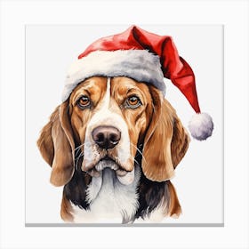 Beagle Christmas Hat 3 Canvas Print