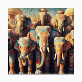 Family of Elephants Canvas Print