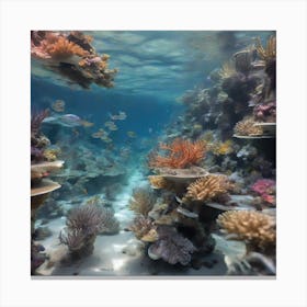 The underwater world is a mesmerizing tapestry of vibrant colors, optimistic painting Canvas Print