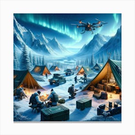 Campers In The Snow Canvas Print