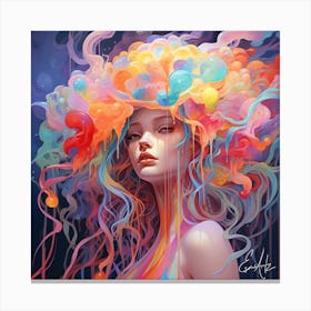 Colorful, Abstract, Jellyfish Princess Canvas Print