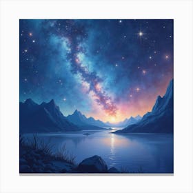 Galactic Watercolor Scene With Ethereal Star Patterns 1 Canvas Print