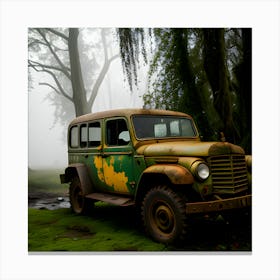 Old Jeep In The Forest 1 Canvas Print
