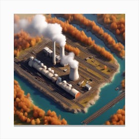 City With A Power Plant Canvas Print