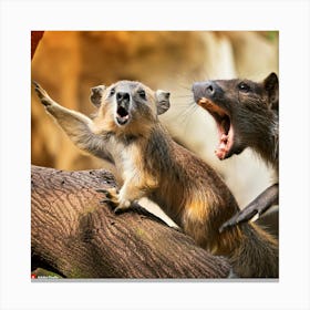 Two Kangaroos Fighting Canvas Print