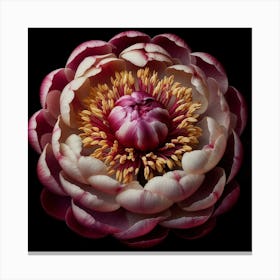 Buckeye Peony on Black Background Canvas Print