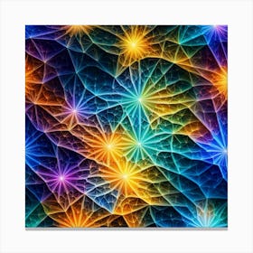 Abstract Neural Flowers In A Net Formation Vibrant Color Picture Canvas Print