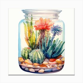 Watercolor Colorful Cactus Aquarium 8 Canvas Print