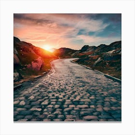Road In The Mountains At Sunset Canvas Print