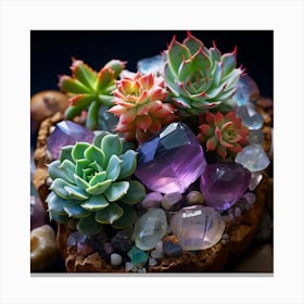 Succulents And Crystals 3 Canvas Print