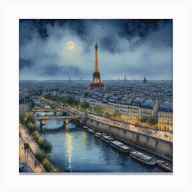 Love Letter to Paris Paris At Night Canvas Print