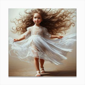 Little Girl With Long Hair Canvas Print