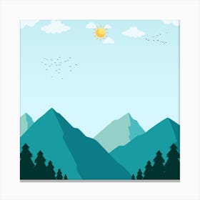 Landscape With Trees And Sun Canvas Print