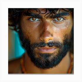 Portrait Of A Man With Curly Hair Canvas Print